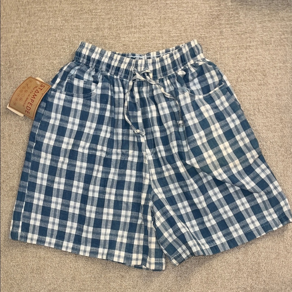 NWT Stampede Blue and White Plaid Vintage Shorts